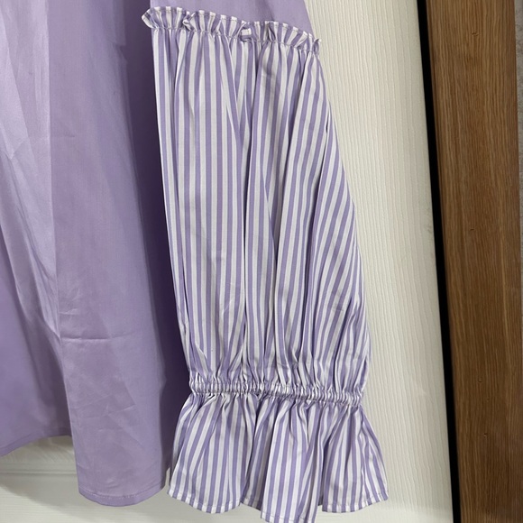 Harshman Chantal Striped Sleeve Popover Blouse Lilac Size 2X NWT - Picture 6 of 13